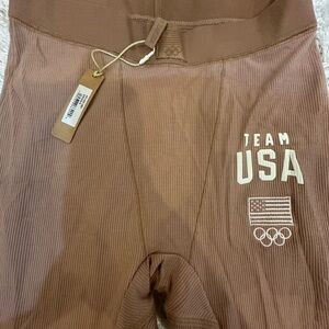 Team USA Brown Ribbed Active Leggings